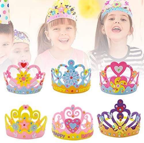 WOKICOR 6 Stück Geburtstagskrone Kinder, Geburtstagskrone Mädchen Junge, DIY Party Krone Hut für Junge Mädchen Prinzessin Party Geburtstagsfeier