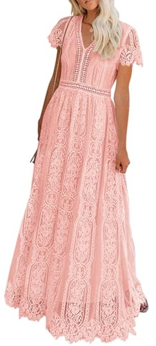 MEROKEETY Floral Lace Wedding Dress Abito da Sposa in Pizzo Floreale Donna