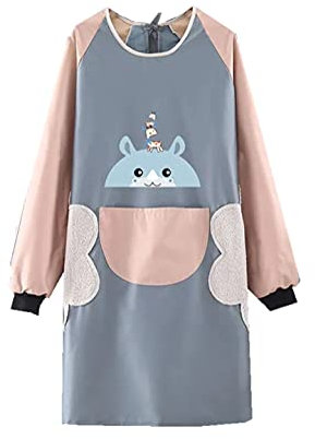 NAN Wind Women Kitchen Apron with Big Pockets,Long Sleeves Waterproof Apron for Cooking Baking Cleaning Work,Chef Aprons Kitchen Cooking Apron BBQ Grill Gift for Dad Men Women