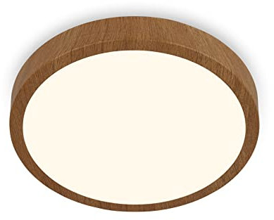 BRILONER Leuchten - Deckenlampe LED, Deckenleuchte Holz, warmweißes Licht, Aufbaulampe, Aufbauleuchte, Holzoptik, Ø380x50 mm, 3725-014, Holzfarben
