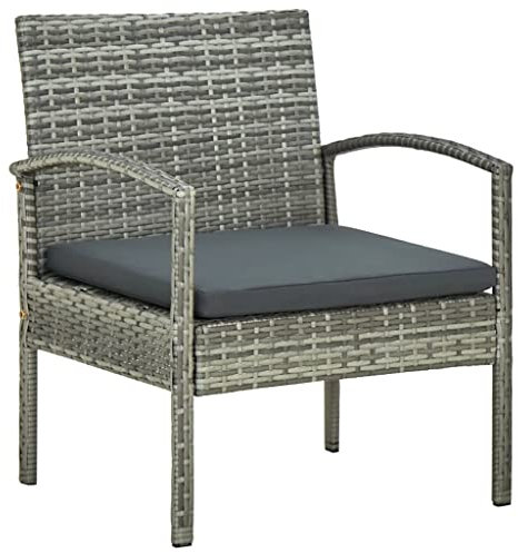 vidaXL Gartenstuhl mit Kissen Poly Rattan Grau