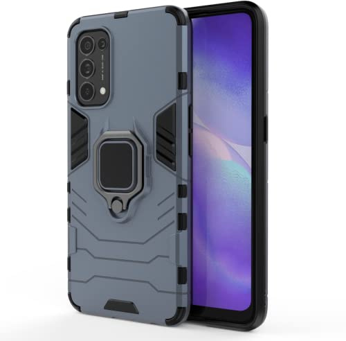 HONLEN Hülle Kompatibel für Oppo Find X3 Lite/Oppo Reno5 5G Handyhülle, (6.43 Inches) [Stoßfeste][Kratzfest] Case mit 360 Grad Drehhalter Rüstung Schutz Cover Blau