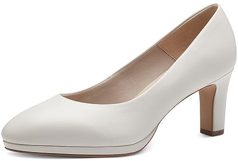 Tamaris Damen Pumps Leder Blockabsatz; WHITE/weiß; 39 EU