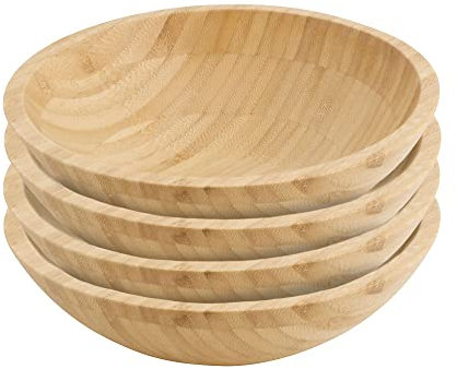 BIOZOYG Ciotola di bambù tonda Ø19,5cm piatti caldi e freddi I ciotola zuppa I stoviglie sostenibili ciotola per pasta I piatto per feste eco I grande ciotola cereali 660 ml I 4 pezzi