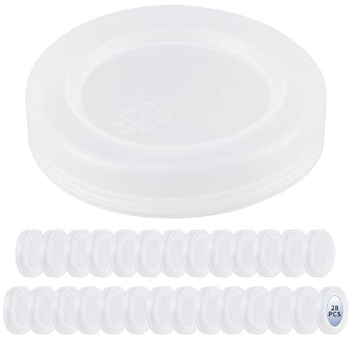 Skelang 28 Pcs Couvercles pour pots de yaourt 53 mm, couvercles pour pots, couvercle en plastique pour pots de yaourts de 100ml ou 150 ml