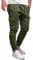 Elegancity Cargohose Herren Lang Casual Jogginghose Stretch Chino Hose Regular Fit Cargo Hose Elastische Mit 6 Tasche Grün, XL