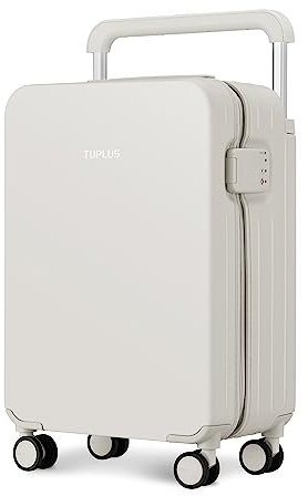 TUPLUS Koffer Trolley ABS Rollkoffer mit 4 Rollen Reisekoffer Handgepäck Hartschalenkoffer mit TSA Schloss, Impression Serie,67.5 x 45.5 x 25 cm/ 61L,Weiß