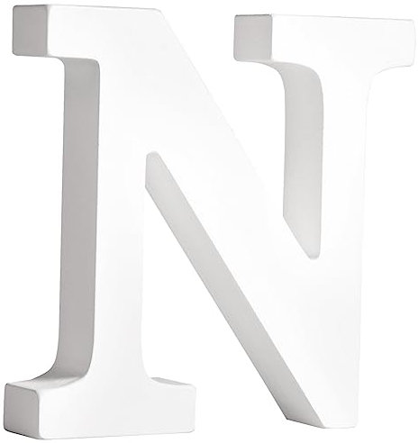 Rayher MDF-Buchstabe N, weiß, 10,9 x 11 cm, Stärke 2 cm, 3D-Buchstaben Holz, Holz-Buchstaben FSC zertifiziert, 64553102