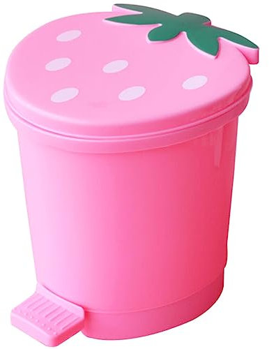 Zerodeko Plastic Container Cubo De Basura De Fresa Lindo Cubo De Basura Con Tapa Pedal Kawaii Papelera Cubo De Papel De Desecho Para Niña Cuarto De Niños Decoración Del Hogar Rosa