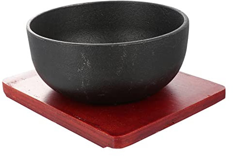 BESTonZON Traditional Cast Iron Bowl Soup Bowl Household Bibimbap Kitchen Tableware Food Container