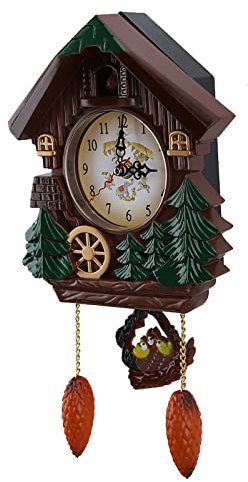 Yctze Quarz Kuckucksuhr Kuckucksuhr 21×18×7 Kuckucksuhr Baumhaus Wanduhr Kunst Vintage Dekoration für Zuhause