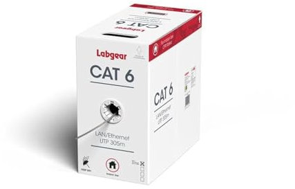 Labgear Cat 6 Ethernet Cable 305m, 100% Pure Copper, Interior Internet Cable, 23AWG UTP 305m, High Speed LAN Ethernet Network Cable, Frequency 250MHz & 500MHz, 4 Twisted Pairs