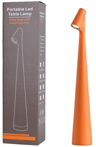 Hebangya Cordless Small Table Lamps,3 Levels Brightness Portable Desk Lamp,Rechargeable Battery Lights for Outdoor, Restaurant, Bedside, Baby Night Light,Gifts(Orange)