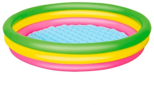 Acan Tradineur - Piscina Hinchable Infantil con 3 Anillos de Colores, Suelo Suave y Parche de reparación, inflables de Verano (221 litros, 152 x 30 cm)