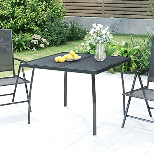 TJROO Gartentisch Anthrazit 100 x 100 x 72 cm Stahl Möbel Außen Balkon Tisch Platzsparend Couchtisch Outdoor Gartenmöbel Tisch Stahl Couchtisch Terrasse