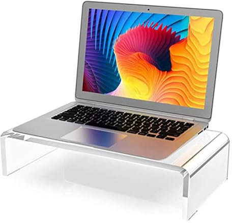 Soporte para monitor – Organizador transparente para laptop, organizador de escritorio | Soporte transparente para computadora de escritorio, soporte elevador de computadora de escritorio,