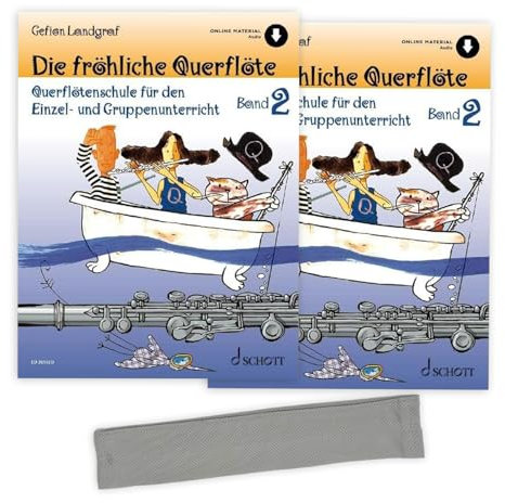 Die fröhliche Querflöte 2: (Doppelpack), mit Online Audio - Querflötenschule für den Einzel- und Gruppenunterricht - Band 2 - ISBN 9783795721886 + Soundman Reinigungstuch (2er Pack)