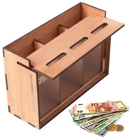 Spardose – Spardose | Spardose für Erwachsene | Münzbank mit Fächern | Spardose mit 3 Fächern | Münzbox mit abnehmbarem Deckel für gezielte Spargeld-Aufbewahrung | -Münzbank