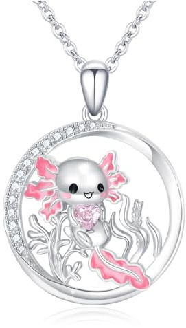 PARYFO Axolotl Halskette 925 Sterlingsilber Rosa Axolotl Anhänger Entzückender Tier Schmuck Geschenk für Mädchen