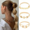 AOZUO 3 Teiliges Goldenes Haargummi Armband, Metall Pferdeschwanz Halter Haarmanschetten Elastische Haargummis Haar Accessoires Gummi Haarbänder Für Dickes Dünnes Lockiges Haar Trendiger Schmuck(A)