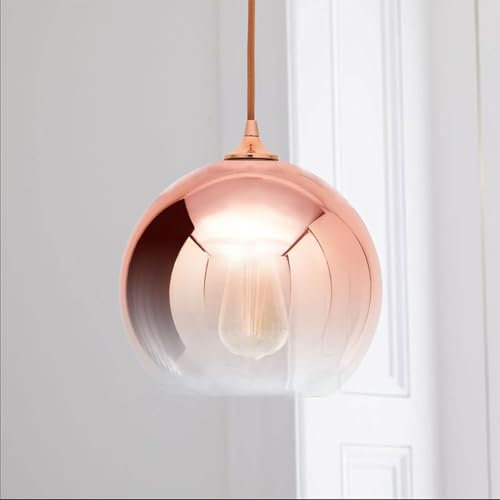 FDTMGW Lustre, Lustre en Verre orbe dégradé de Luxe léger, Suspension en Verre électrolytique Rose, Lampe Suspendue de café de personnalité de Chevet de Chambre Minimaliste Vie intéressante (20 cm)