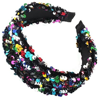 HONMEET Pailletten-stirnband Für Damen Perlen-haarband Glänzender Kopfbedeckung Haarschmuck Für Mädchen Samtiger Haarreif Elegant Für Hochzeiten Und Partys