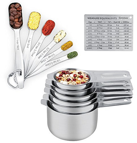 Culnflun Juego de tazas y cucharas medidoras de acero inoxidable para hornear con precisión en la cocina, 13 piezas