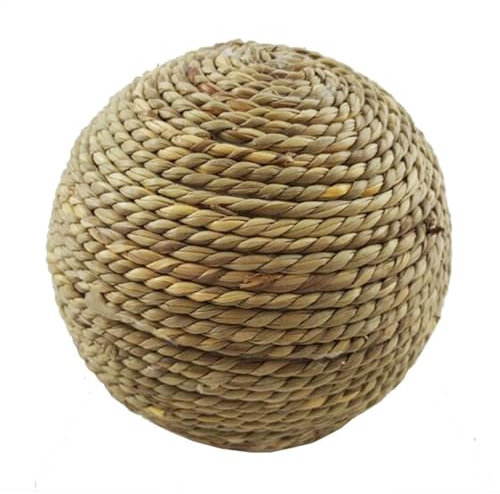 Bola de conejo de paja natural, juguete de conejillo de indias, bola de paja de hierba natural, juguete de conejo de bola de hierba, bola de ratán para masticar, bola de hierba natural, pájaro, loro,