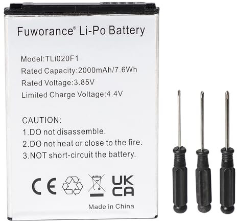 Fuworance 2000mAh 3.85V TLi020F1 Batterie Compatible avec Alcatel One Touch 7040D,7041X,Elevate,Fierce 2,Idol 2 Mini 2, Pixi U5,Pop 2 4.0 LTE,Pop Astro,Pop C7 Dual,OT-4037V,OT-4045,OT-5017,OT-5042A