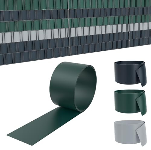 LZQ 40x Hart PVC Sichtschutzstreifen,25m x 19cm Sichtschutz Rolle,Blickdicht Doppelstabmatten für Garten,Balkon,Grün