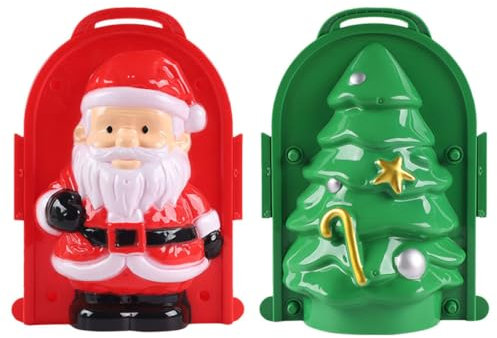 VICASKY 2stücke Teiliges Schneeballzangen Aus Kunststoff Mit Weihnachtsmann Weihnachtsbaum-Motiv Kinderfreundliche Winter-Clips Vielseitige Schneespielzeug-Formen Für Outdoor-spielspaß