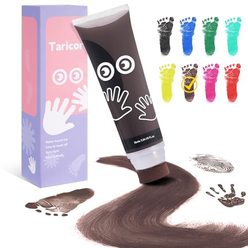 75ml Ungiftige Farben DIY Baby Handabdruck für Neugeborene Geschenk Stempel Kinder, Art Fingermalfarben für Hause Schule (75ml Braun)