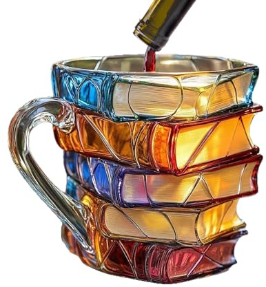Taza de libro pintada, taza de café creativa con libros pintados en 3D, taza de café hecha a mano de resina de colores, taza de café con forma de libro de acrílico colorido para lectores