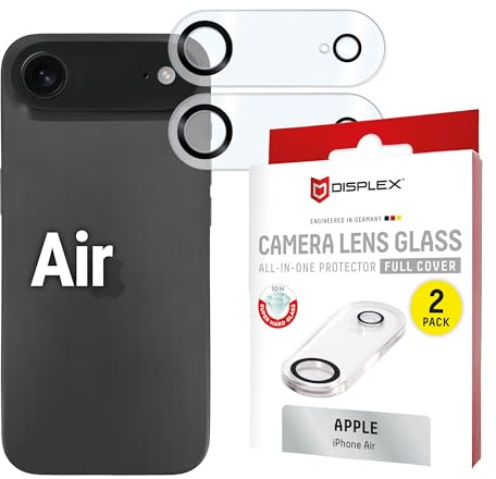 Displex Kamera Schutzglas für iPhone Air (10H), 2 Stück, Full Cover | DISPLEX Full Cover Camera Lens Glass, 10H Härte, Vollschutz des Kameramoduls, Quick Mount, Ultra-Clear, Anti-Fingerprint