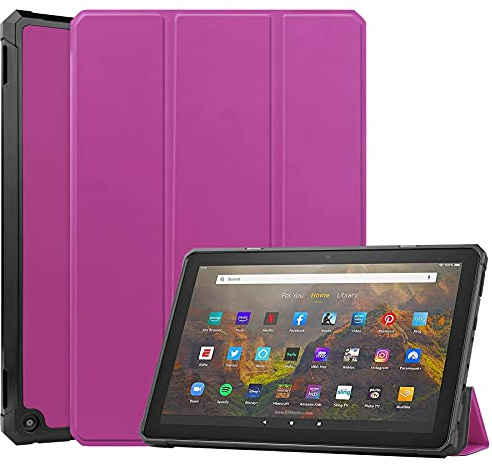 ADVDJBV Tablet-Hülle for Feuer HD10 Tablet-Fall-Abdeckung, Weich TPU. Schutzhülle mit Auto Wake/Sleep-Compatible with Fire Plus (2021)(Purple)