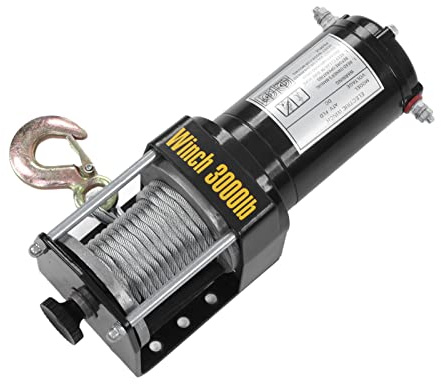 KIMISS Kit de Treuil électrique 3000 Lb 24V pour ATV UTV, Treuil à Câble en Acier télécommandé avec Mini Support, Robuste