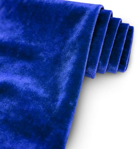 2m Pannesamt Stoff Brilliant Samt 160cm Breit, Samtstoff KEINE Meterware Glänzender Stretch Samt Dekostoff für Vorhänge Gardinen Tischdecke Bühne Kostüm Möbel,Velour Stoffe zum Nähen(Royal Blau)