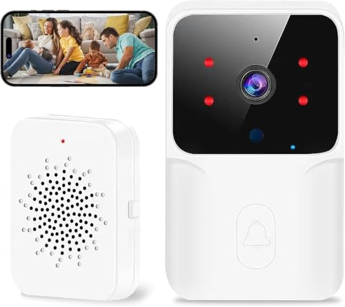 Wireless Video Doorbell 1080P HD, Weatherproof Security Camera with Night Vision, 2-Way Talk, Real-Time Mobile Alerts, Rechargeable Battery, Easy Install