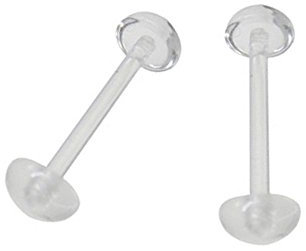 Set of 2 Clear Bioflex Tongue Ring Retainer Body Piercing with No-ceum Half Ball 14 Gauge 5/8 by BodyJewelryOnline