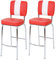 Mendler 2er-Set Barhocker Avellino, Barstuhl Tresenhocker, Retro 50er Jahre Design, Kunstleder FSC® - rot-weiß