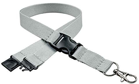 linie zwo ®, 10er Pack Schlüsselbänder 20 mm, easy going Haken, Sicherheitsverschluss, Schiebeschnalle, Grau