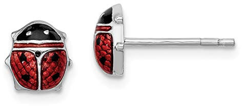 diamond2deal 925 Sterling Silber Damen rhodium- vergoldet Emaille Lady Bug Post Ohrringe