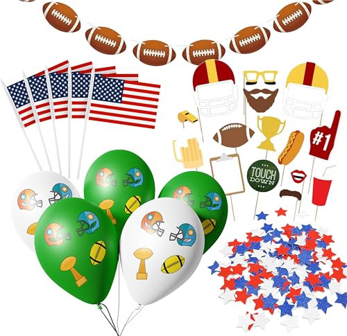 XXL American Football Dekoration Deko Set über 100 Teile, Luftballons, Girlande, Konfetti UVM.
