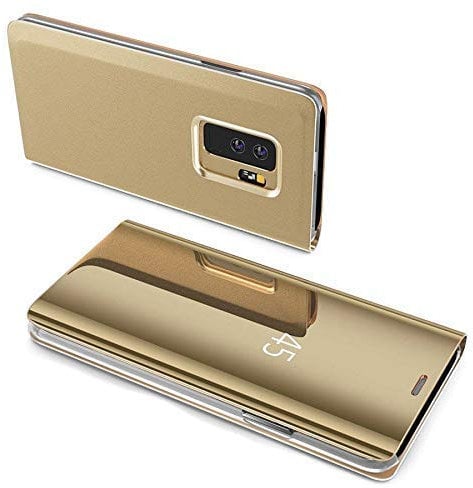 cofi1453® Smart View Spiegel Mirror Smart Cover Schale Etui kompatibel mit iPhone XS MAX Schutzhülle Tasche Case Schutz Clear Gold