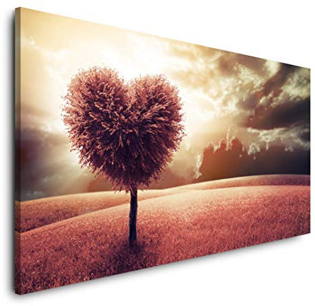Herzförmiger Baum 120x 60cm Panorama Leinwand Bild XXL Format Wandbilder Wohnzimmer Wohnung Deko Kunstdrucke