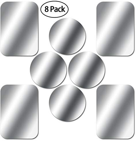 YXYP 8 Pieces Metallic Foils, with 3M Very Thin Adhesives Replacement Metal Plates for Car Magnetic Mobile Phone Holder/Car Magnet Holder