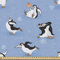 ABAKUHAUS Cartoon-Tier Gewebe als Meterware, Eislaufen Pinguine, Schön Gewebten Stoff für Polster und Wohnaccessoires, 1M (148x100cm), Dunkelblau