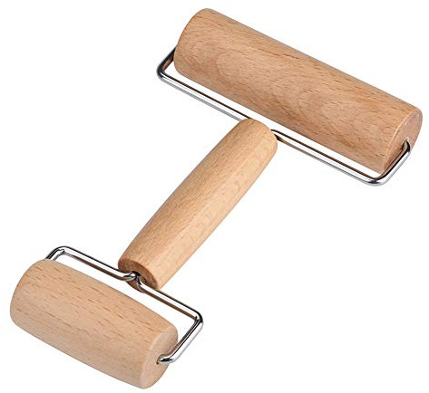 2-In-1 Style Pastry Pizza Roller Wood Brayer Wooden Rolling Pin 5D Diamond-Paint Art Wood Roller for Baking or Ceramic Pottery Clay Working