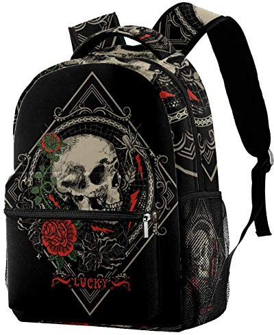 Skull and Roses Gothic Style Backpack Students Shoulder Bags Travel Bag College School Backpacks