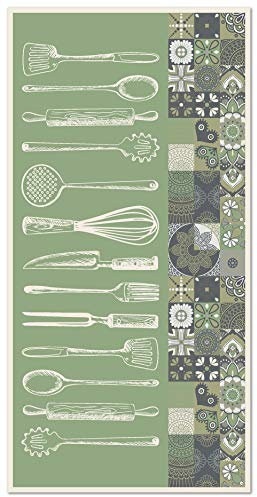 Panorama Alfombra Vinílica Cocina - Modelo Utensilios Cocina Verde 60x110 cm - Varios tamaños - Decoración Hogar